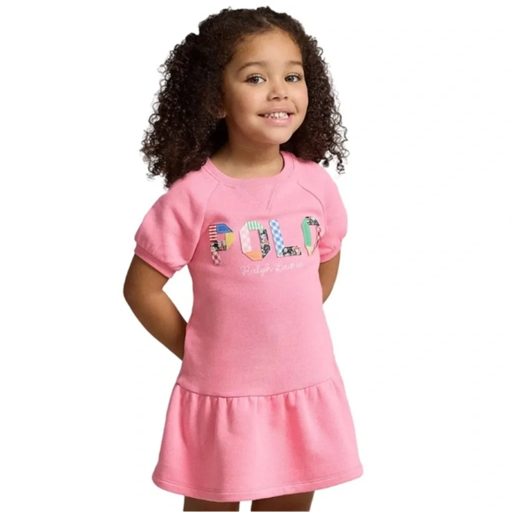 POLO RALPH LAUREN GIRLS MIXED-LOGO TERRY DRESS